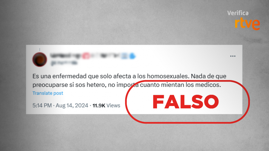 Mensaje de X que difunde la falsa idea de que la viruela símica es una enfermedad que solo afecta a las personas homosexuales