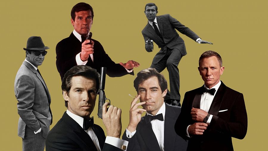 Sean Connery, George Lazenby, Roger Moore, Timothy Dalton, Pierce Brosnan y Daniel Craig en el papel de James Bond.