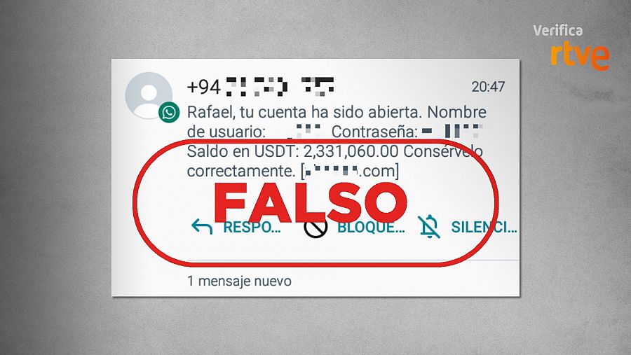 Mensaje de WhatsApp del intento de estafa de 