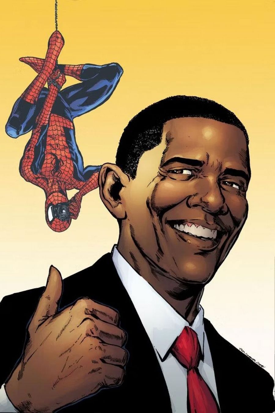 Portada del cómic en el que Spiderman compartía aventuras con Obama (Marvel)