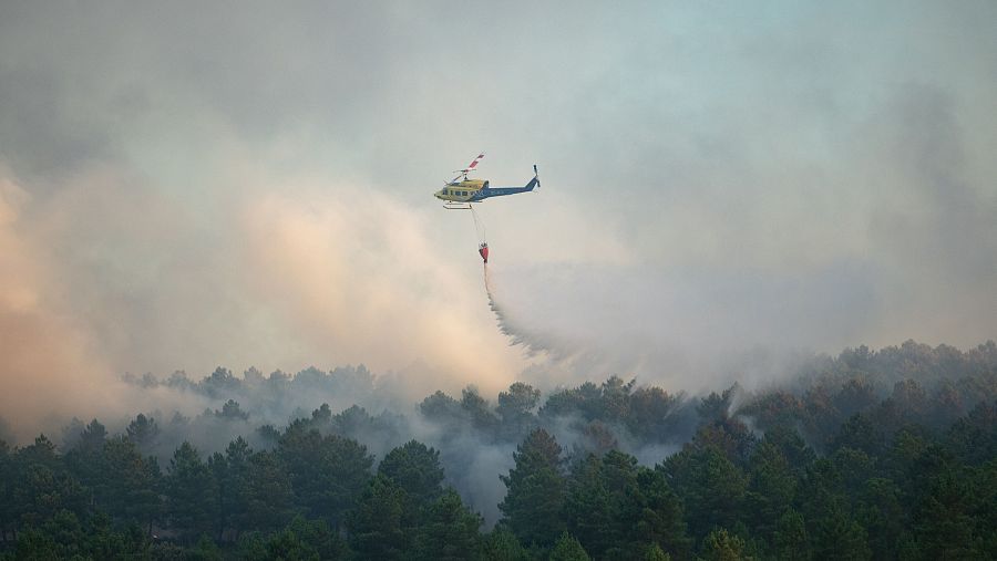 Una avioneta apaga el fuego de un incendio del verano de 2024