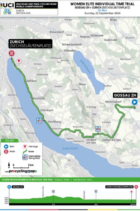 Perfil y recorrido de la contrarreloj femenina del Mundial de ciclismo 2024
