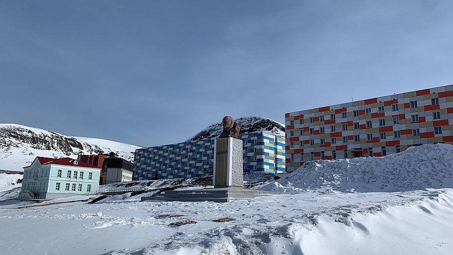 Un busto de Lenin en el asentamiento de Barentsburg