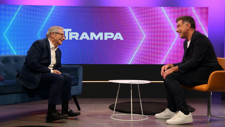 L'actor Joan Pera i Pep Plaza al plató de 'La Trampa'