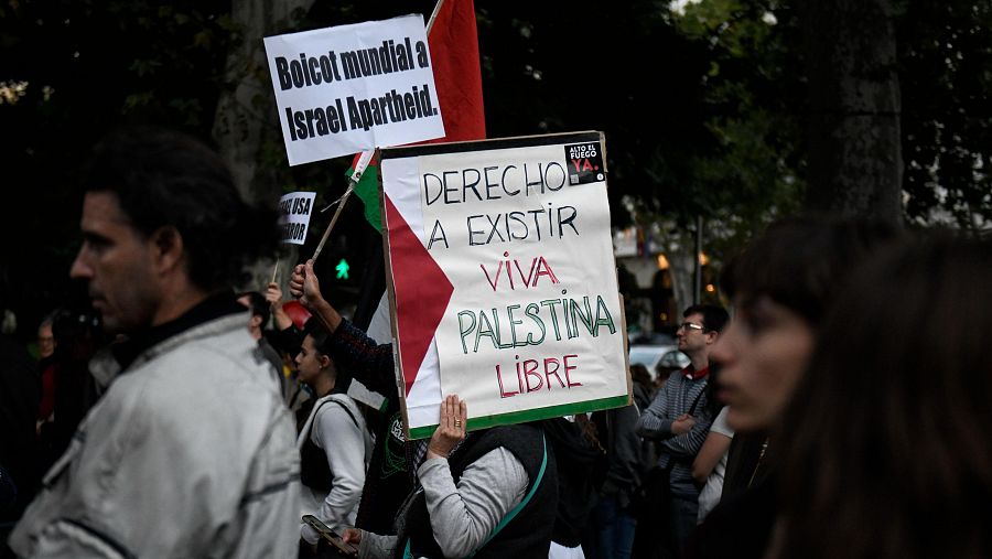 Carteles en la manifestación en Madrid