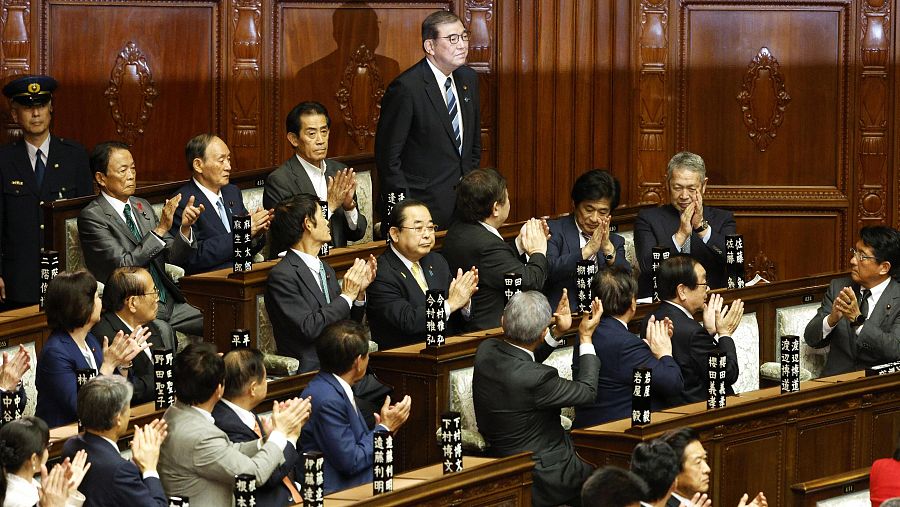 Momento en el que Shigeru Ishiba era elegido primer ministro en la Cámara Baja