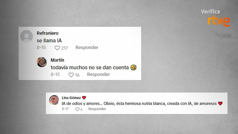 Comentarios de usuarios que alertan del uso de la IA en la creación de este vídeo