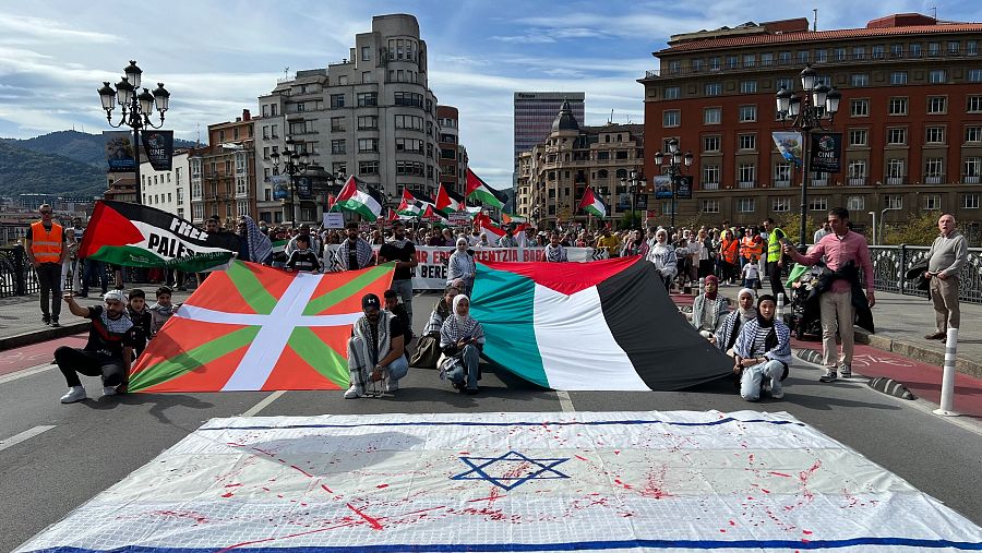 Manifestación en apoyo a Palestina en Bilbao