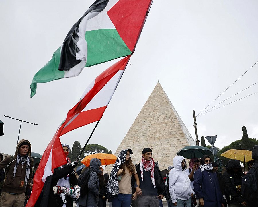 Manifestación solidaria con Palestina en Roma