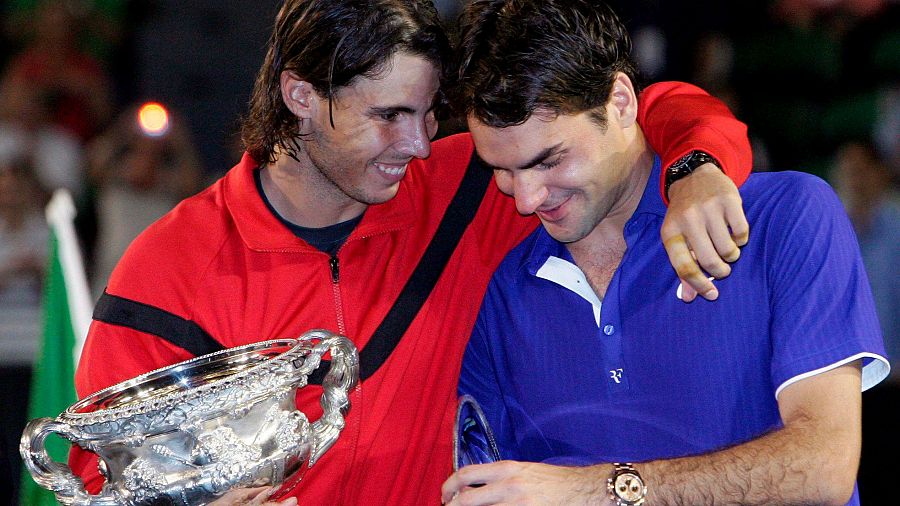 Rafa Nadal y Roger Federer en el Open de Australia 2009.