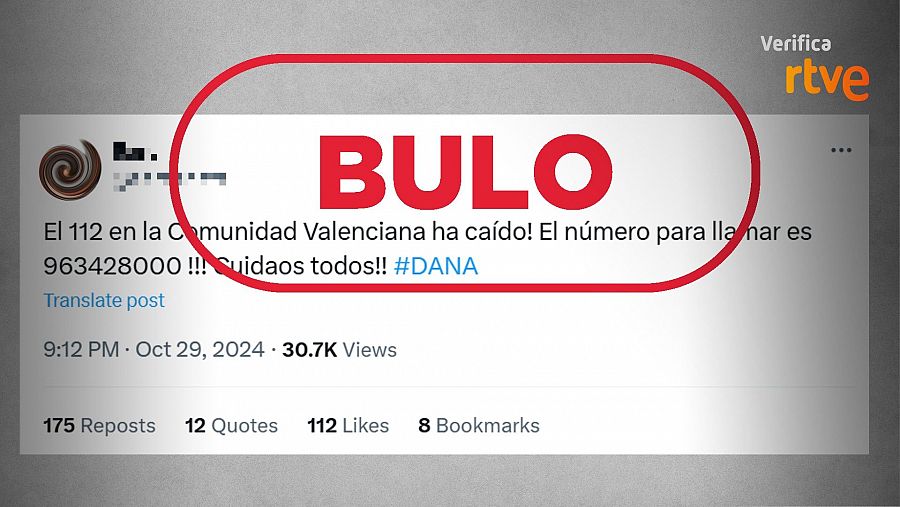 Mensaje que difunde el bulo de un teléfono alternativo al 112