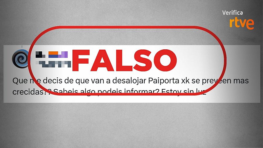 Mensaje que difunde la falsa idea de posibles desalojos en Paiporta