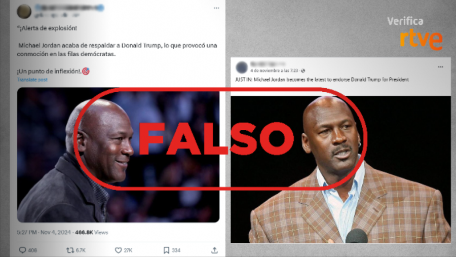 Mensajes que difunden la falsa idea de que Michael Jordan ha apoyado la candidatura de Trump