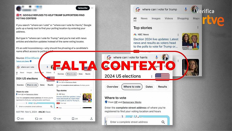 Mensaje de X que asegura que Google enseña resultados diferentes para las búsquedas 