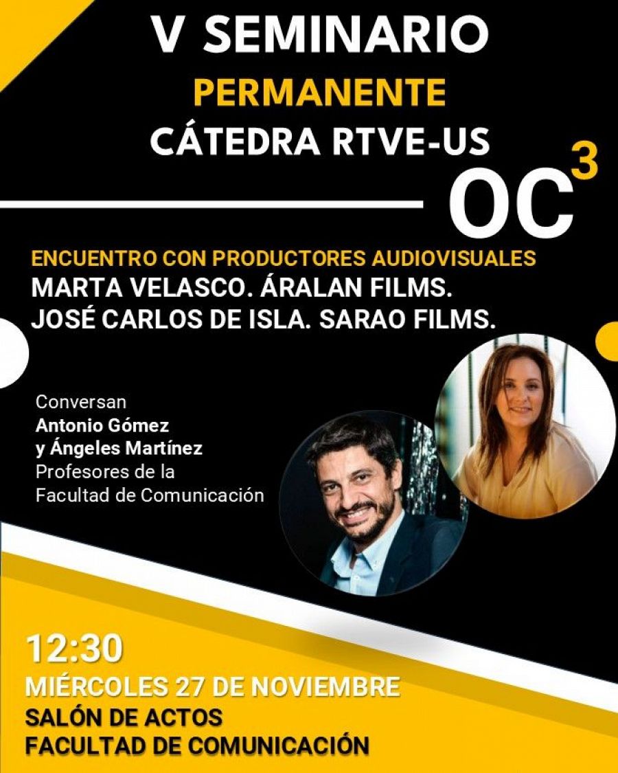 Imagen del cartel del seminario, en el que también aparecen unas imágenes de Marta Velasco y José Carlos de Isla