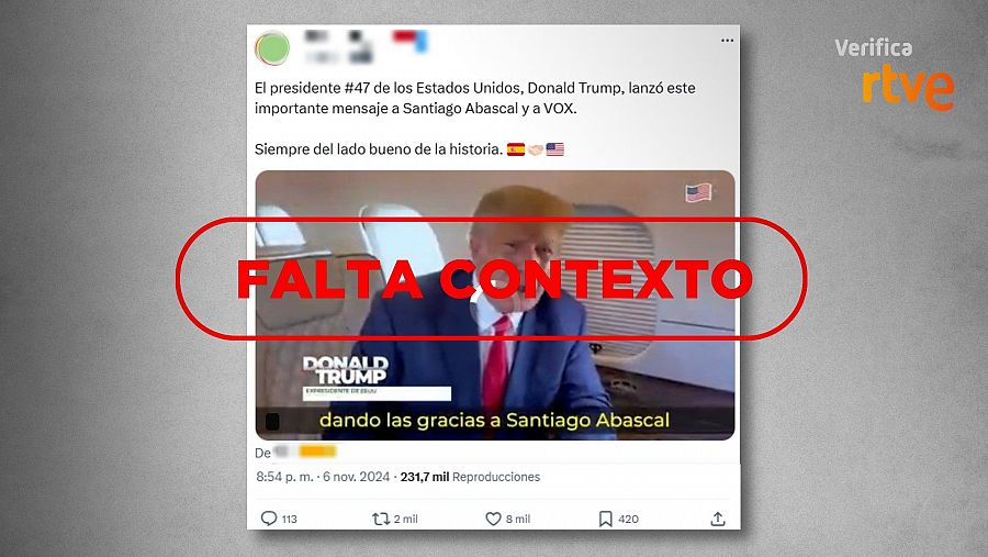 Mensaje de X que difunde un vídeo de Donald Trump de 2022 tras la victoria del republicano en las elecciones 2024