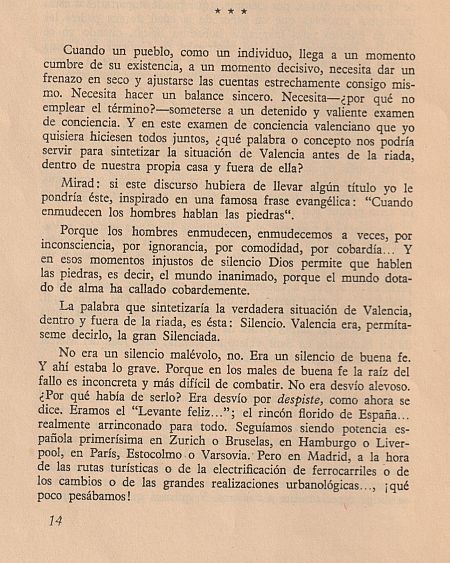 Comienzo del discurso de Martín Domínguez en la fallas de 1958.