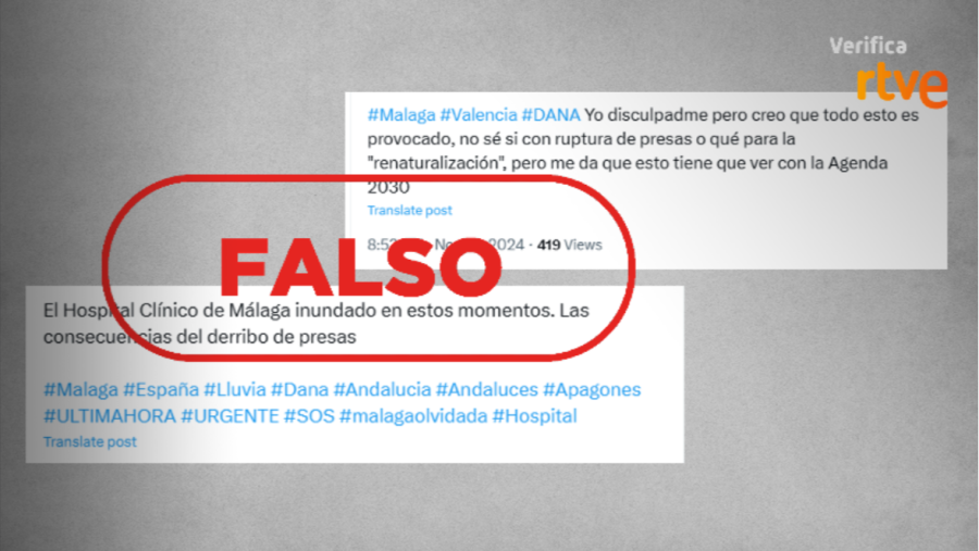 RTVE Verifica desmiente bulos sobre el derribo de presas en Málaga.