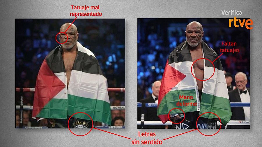 Elementos visuales que muestran manipulación en las imágenes de Tyson