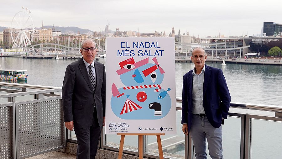 Presentación de las actividades navideñas del Port Vell de Barcelona con José Alberto Carbonell y David Pino.