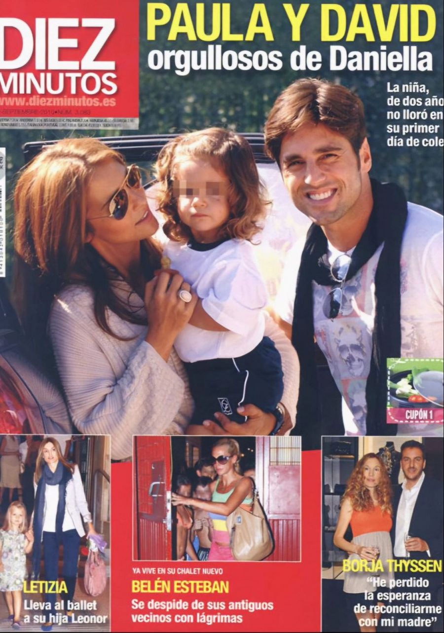 Paula Echevarría y David Bustamante con su hija Daniella en portada de Diez Minutos.