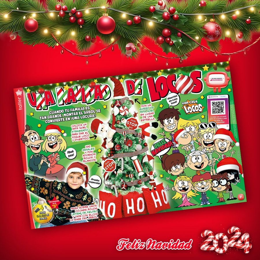 Revista Clan diciembre 2024: Una Navidad de locos con los personajes de la serie Una casa de locos y un niño disfrazado.