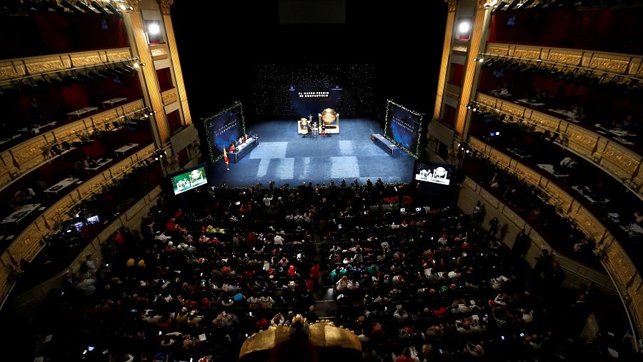 Vista general del Sorteo Extraordinario de la Lotería de Navidad, en el Teatro Real de Madrid, en 2016