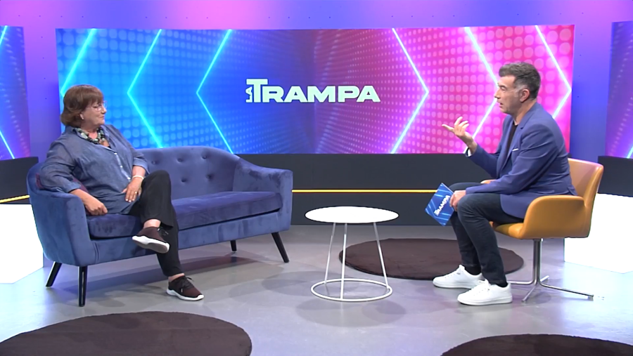 Los presentadores Olga Viza y Pep Plaza en el plató de 