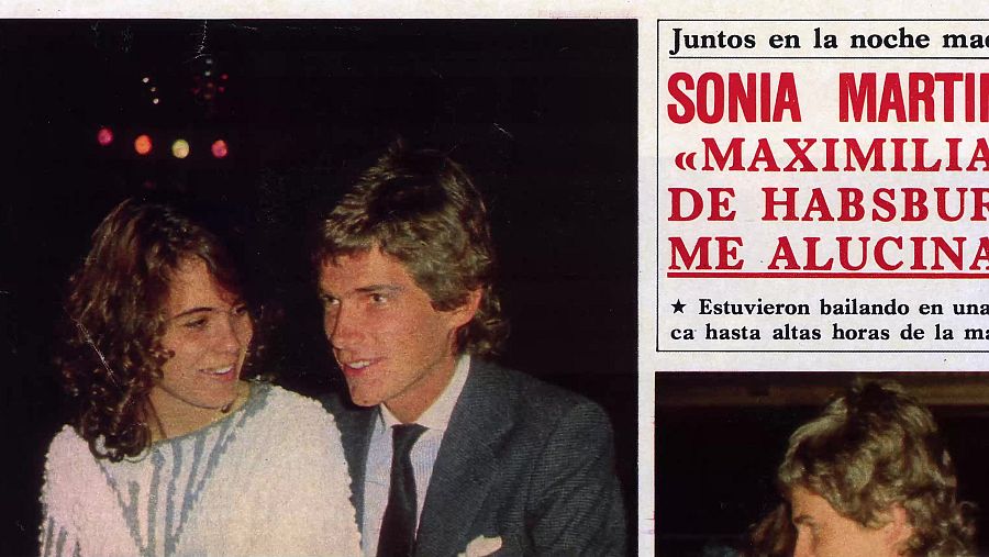 Sonia Martí y Maximiliano de Habsburgo bailando en una discoteca. Ella luce un jersey claro, él un traje oscuro.  Titular: admiración mutua.