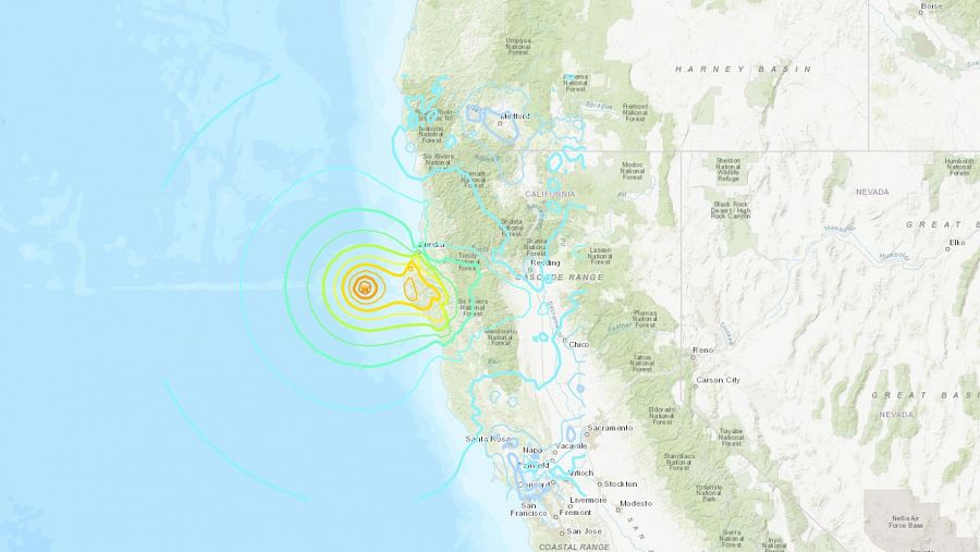 Gráfico de la zona del epicentro y expansión del terremoto