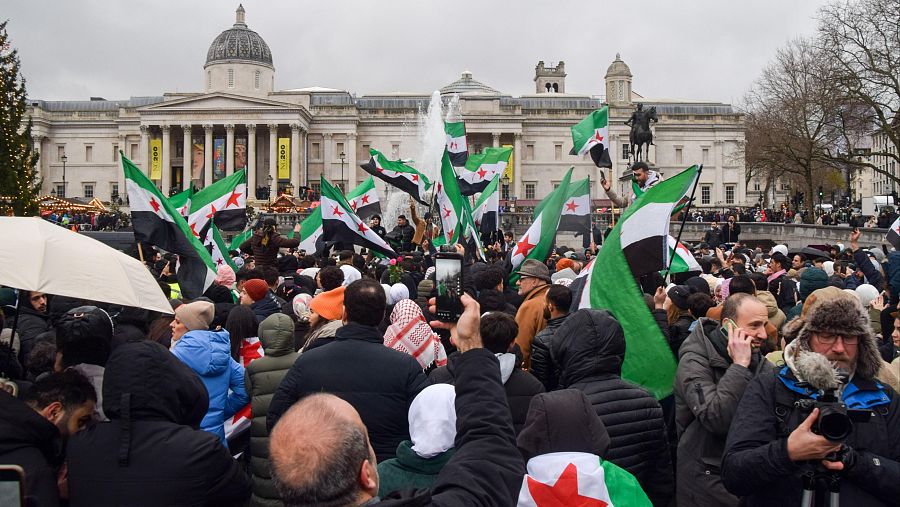 La plaza de Trafalgar, centro de la celebración siria en Londres