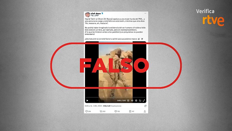 RTVE Verifica desmiente un vídeo en X, marcado como 