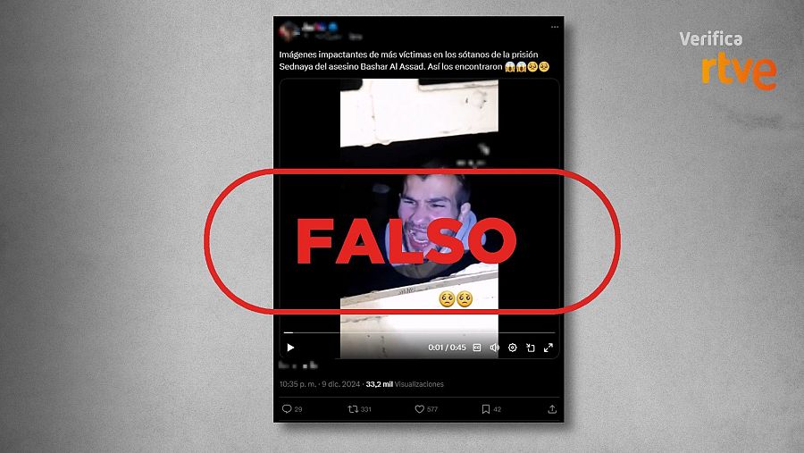 RTVE desmiente publicación en redes sociales que muestra una imagen de un hombre en un espacio oscuro, etiquetada como 