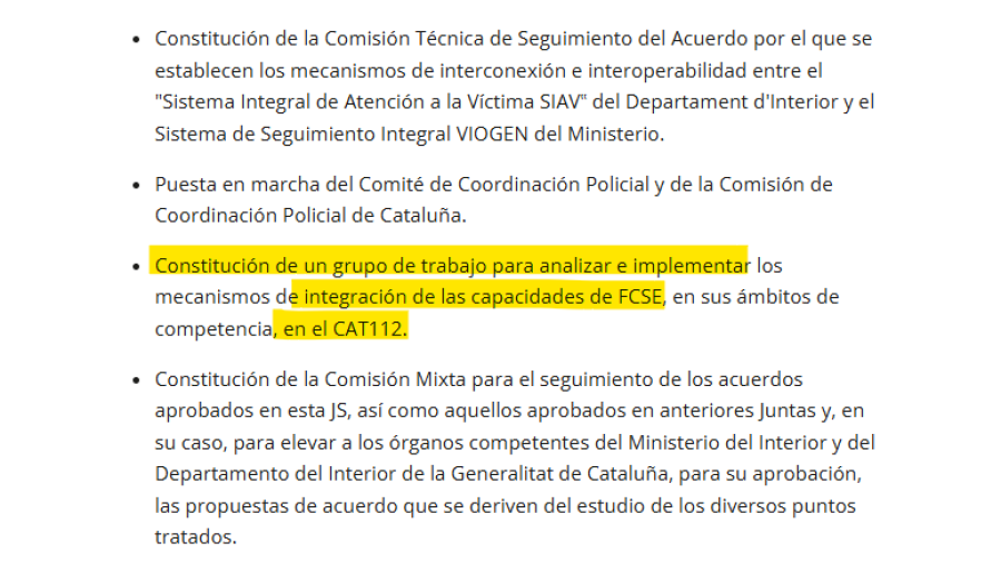 Acuerdos de reunión: creación de comisiones técnicas para la interconexión de sistemas, coordinación policial e integración de fuerzas de seguridad en emergencias.