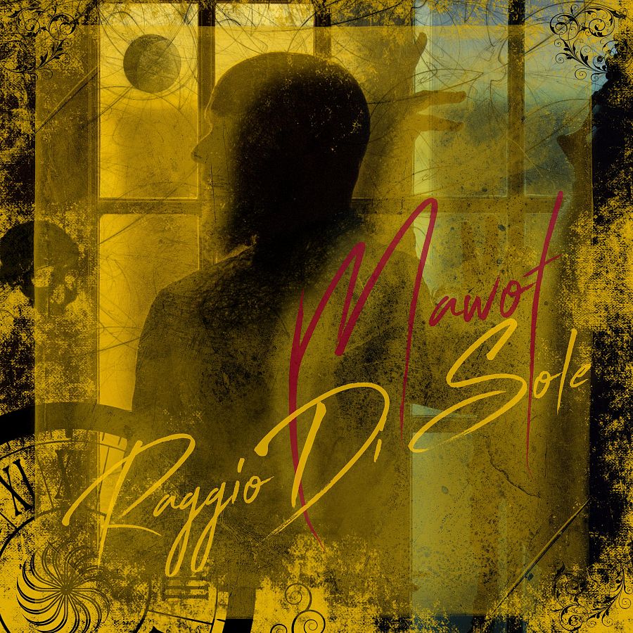 Silueta oscura mirando por una ventana, estilo vintage con tonos amarillos y ocres.  Título y nombre del artista en letras rojas cursivas.