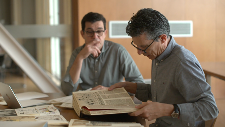 Sergi Escobar i Jordi Canyissà a l'Arxiu Municipal de Granollers