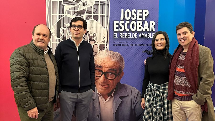 Angel Villoria, Sergi Escobar, Judith Fernández i Gonzalo Bello en la presentació del documental