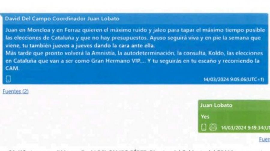Conversación WhatsApp: mensaje detallado sobre estrategia política para desviar atención de elecciones y presupuestos; respuesta:
