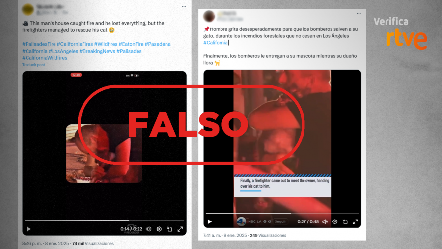 Mensajes que difunden la falsa idea de que este vídeo de un rescate guarda relación con los incendios actuales en Los Ángeles