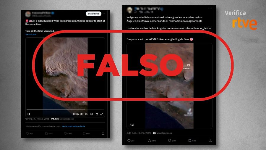Mensajes que difunden la falsa idea que de estas imágenes satelitales guardan relación con los incendios de enero de 2025 en Los Ángeles