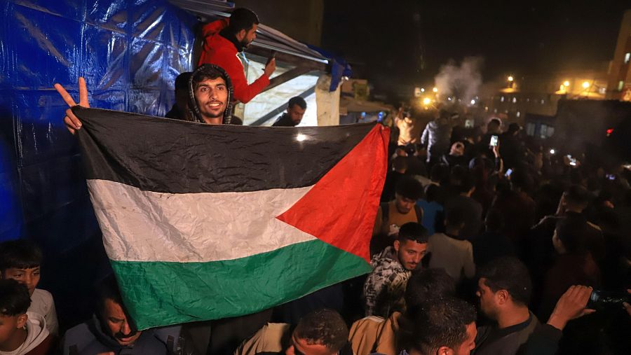 Palestinos celebran la tregua en Gaza