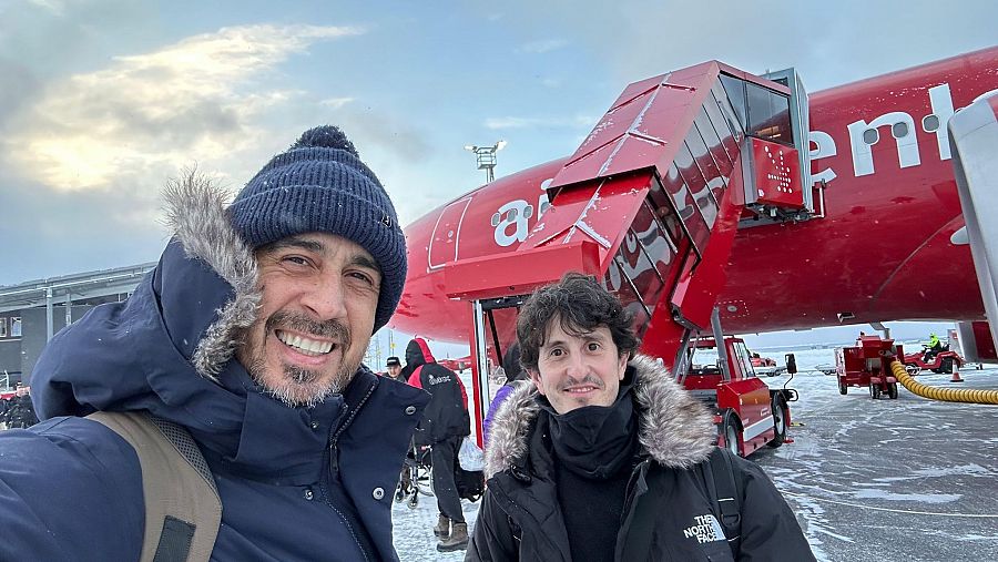 Diego Arizpeleta y Miguel Ángel Fonta, enviados de TVE a Nuuk