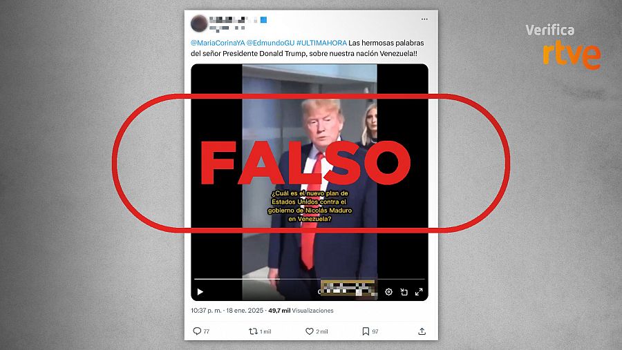 Mensaje de X que presenta como actual un vídeo de Trump de 2020