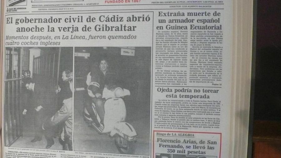 Portada del 'Diario de Cádiz' del 6 de febrero de 1985.