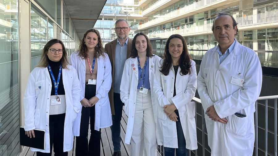 Laura Comerma, Anna Sallent, Alexandre Calon, Alba Recort, Jenniffer Linares i Joan Albanell, investigadors de l'Institut de Recerca de l'Hospital de la Mar.