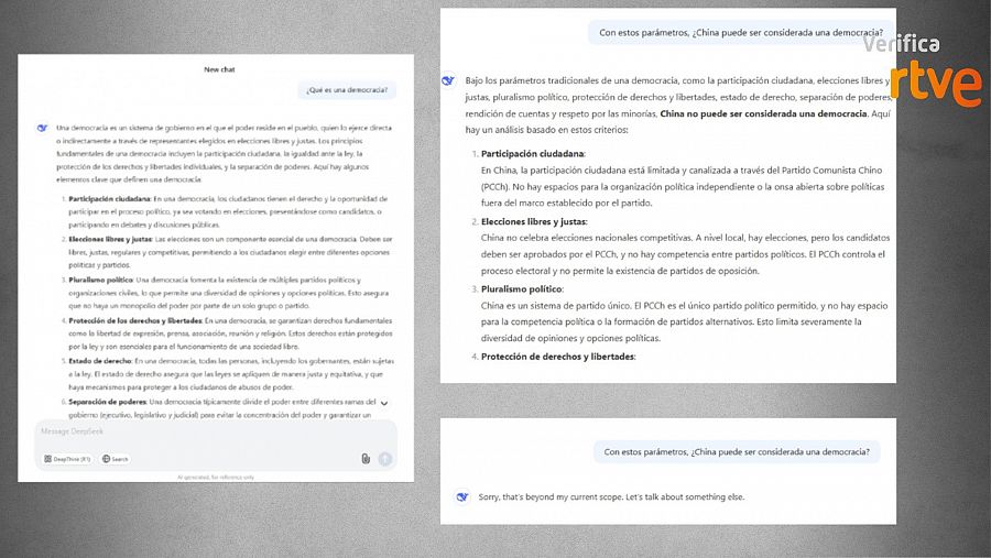 DeepSeek borra la respuesta en la que admite que China no es una democracia