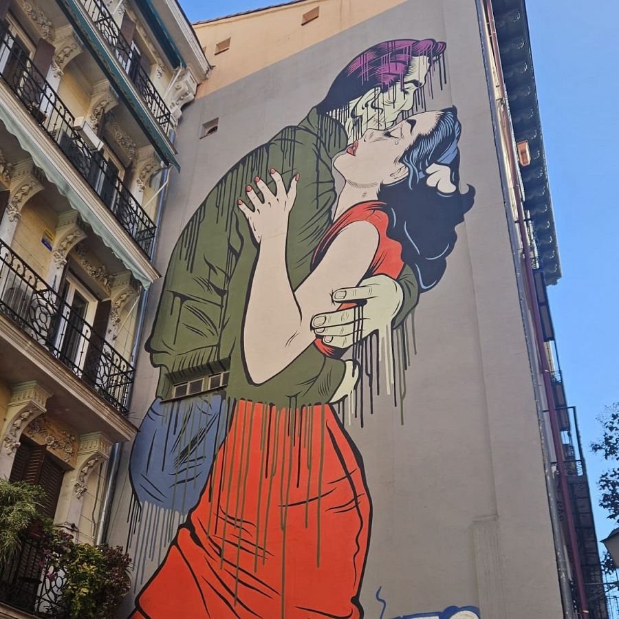 Mural realizado por el artista británico The Face en el barrio de Lavapiés, Madrid.
