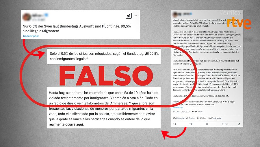 Mensajes de X que difunden falsedades sobre inmigrantes en Alemania