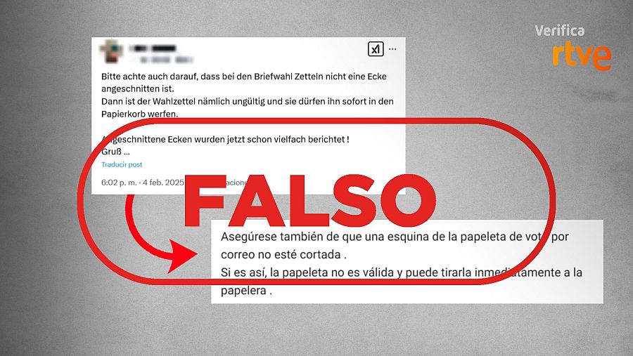 Mensaje de X que difunde una falsedad sobre el voto por correo en Alemania
