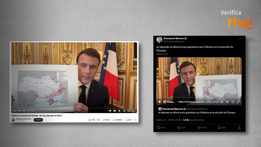 Macron no muestra un mapa de Ucrania al revés, es un bulo